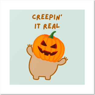 Keeping It Real Halloween Pumpkin Head Sloth Posters and Art